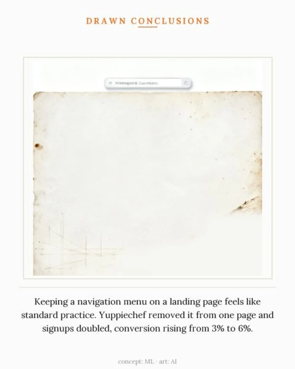 Keeping a navigation menu on a landing page feels like standard practice. Yuppiechef remov